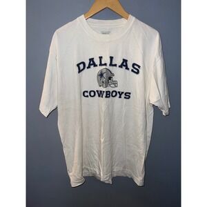 Reebok Dallas Cowboys NFL Graphic T-Shirt White Mens L Helmet Logo Short Sleeve